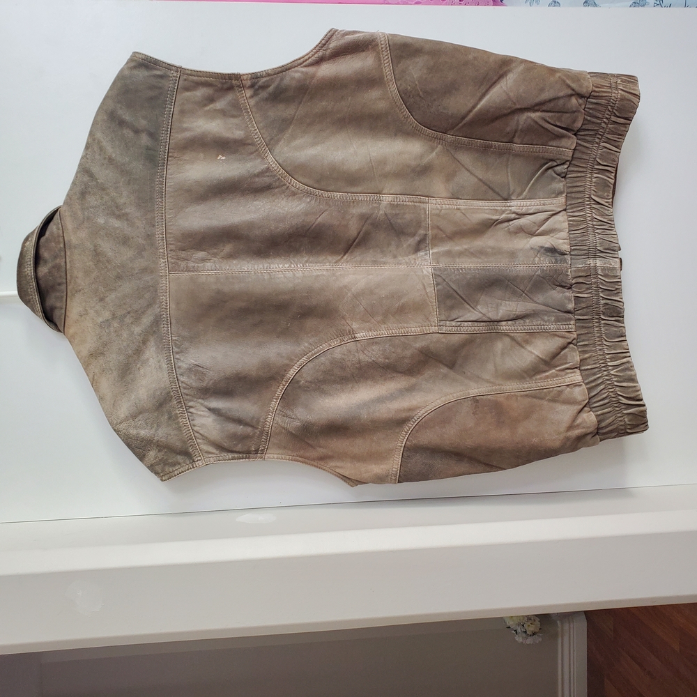 Vintage Canada Leather Men’s Tan Vest S-Medium - Picture 7 of 14